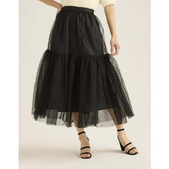 Scoop Dresses & Skirts - Scoop Womens Tulle Dot Midi Skirt Black Soot Size S (4-6)